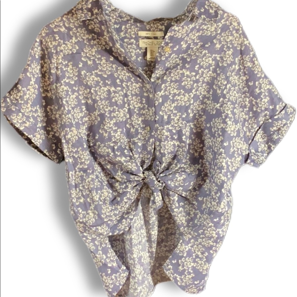 Rachel Zoe linen button up floral top euc